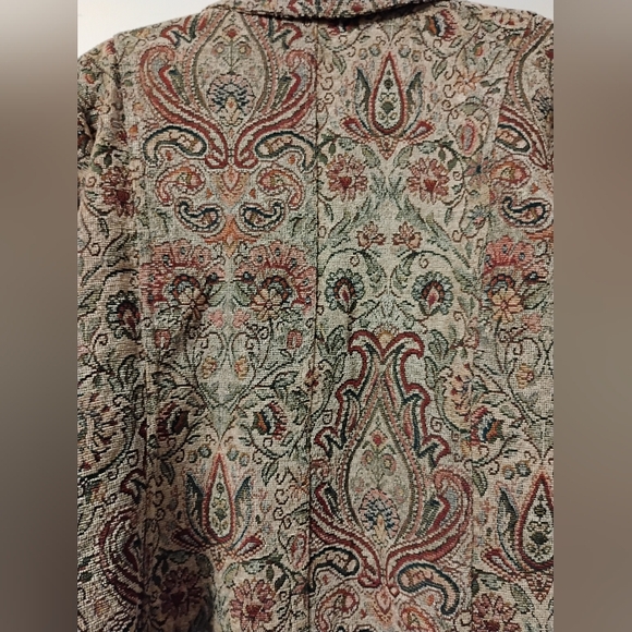 Go Fish Clothing Tan Earth Tone Floral Tapestry Blazer Size XL - Picture 5 of 11